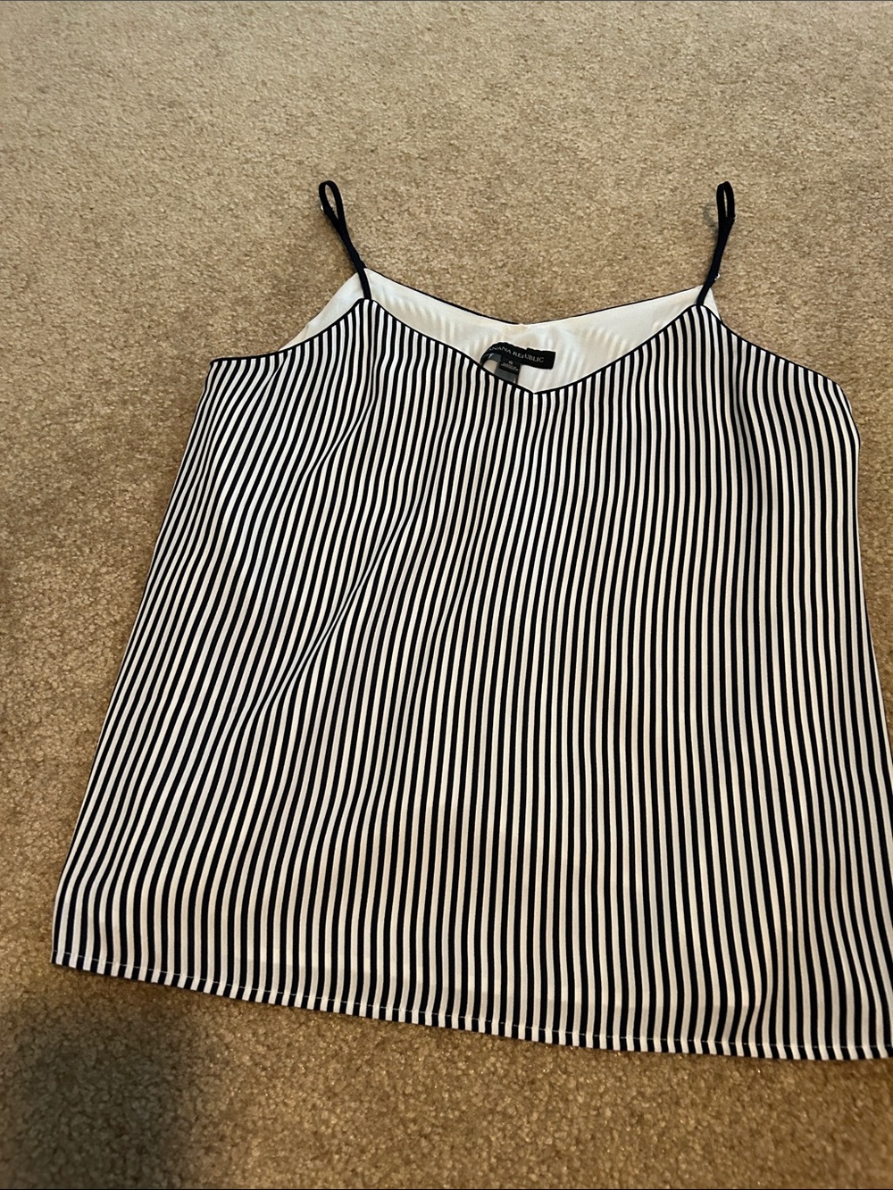 Banana Republic Black & White Striped Spaghetti Strap Cami